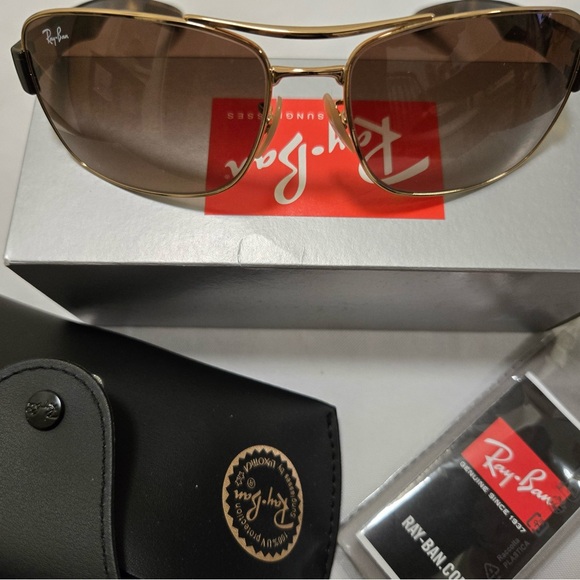 Ray Ban RB3522 Sunglasses 001/13-64 Arista Gold Brown Gradient Dark Brown Lenses